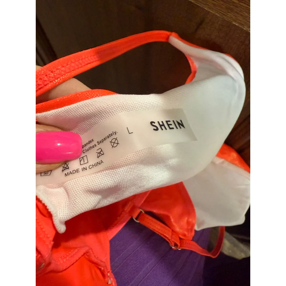 SHEIN Orange Shimmer Bikini Set Women's Large - Picture 9 of 11